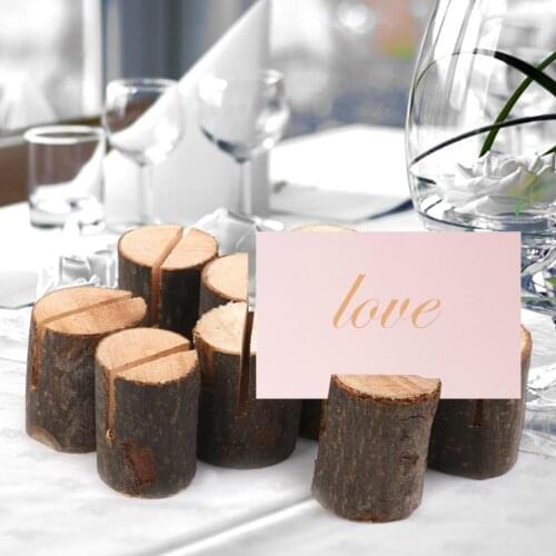 10pcs/Pack Wooden Name Place Card Photo Menu Holder Table Natural Tree Stump Number Clip For Wedding Christmas Party Decoration