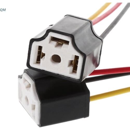13MF H4 9003 Car Female Ceramic Headlight Extension Light Socket Adapter 12V
