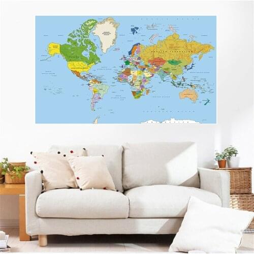 150x100cm World Physical Map Non-woven World Map Without National Flags For Culture And Education