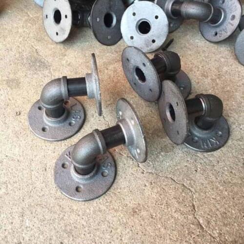 2pcs Industrial Wall Mounted Iron Pipe Shelf Bracket Floating Holder Black Storage Rack