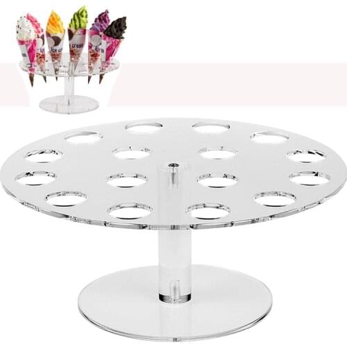 Acrylic Ice Cream Cones Dessert Cupcake Holder Display Stand Party Shelf 6/16 Holes For Wedding Party Kitchen Decorations