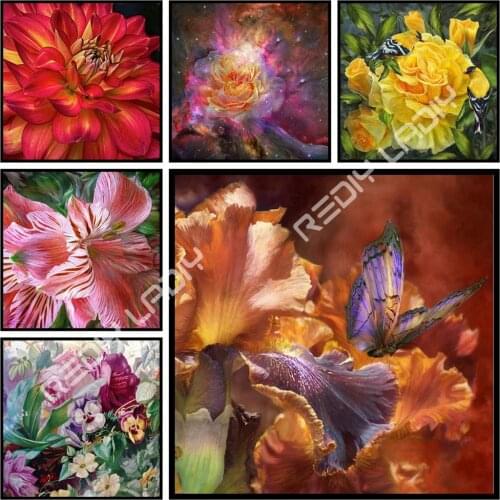 DIY Diamond Painting Flowers Iris Butterfly Full Square/Round Diamond Embroidery Cartoon Picture of Rhinestones Home Decoration