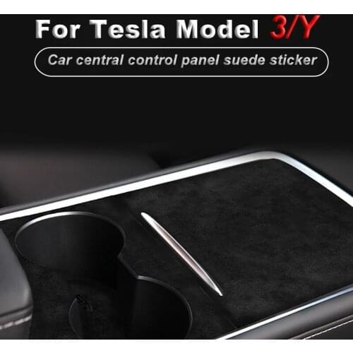 Car Central Control Suede Sticker For Tesla Model 3 / Model Y 2021 Car Accessories Interior Modification Interior Parts Patch