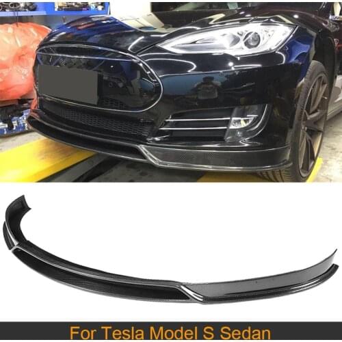 Carbon Fiber Car Front Bumper Lip Spoiler for Tesla Model S Sedan 4 Door 85D P85D 2012 - 2015 Front Spoiler Two Style