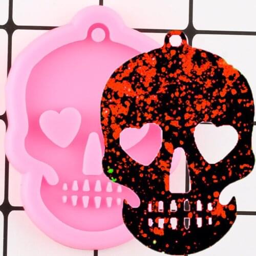 Shiny Ghost Head Skull Silicone Keychains Mold Fondant Cake Decorating Tools Pendant Polymer Clay Candy Chocolate Cookie Moulds