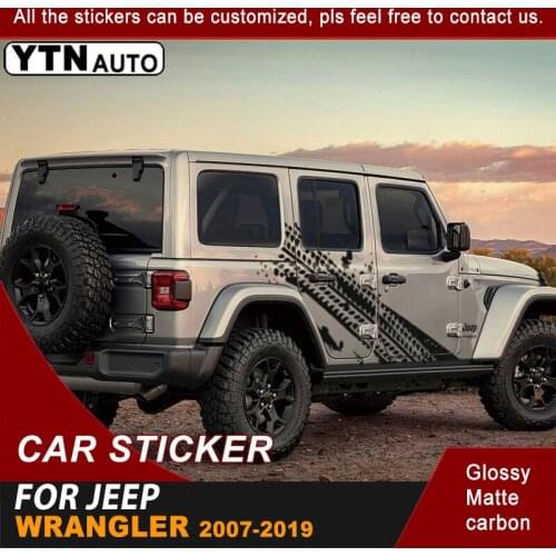 Side Door Car Decals Wheel mark Stripe Racing Graphic Vinyl Cool Car Stickers Customized Fit For Jeep Wrangler 2007-2019