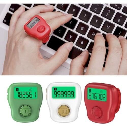 Mini Digital LCD Electronic Finger Ring Hand Tally Counter Prayer Rechargeable Counters Clicker Green/Red/White