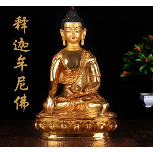 HOT SALE Buddhist utensils religious Buddha figure # HOME Talisman House Protection 33CM Tibetan Gilt Sakyamuni Buddha statue