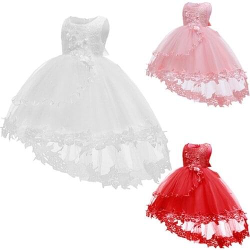 Baby Toddler Lace Dress Girls Christening Baptism Elegant Gowns Embroidery Wedding Party Bridesmaid Flower Girls Dress Up 3-24M