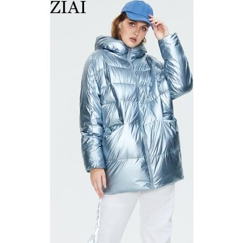 ZIAI Womens Winter Jacket Female Coat Oversizi Warm Parkas Fashion Shiny Glossy Hooded Quilted Outcoat Women Clothing ZR-7078