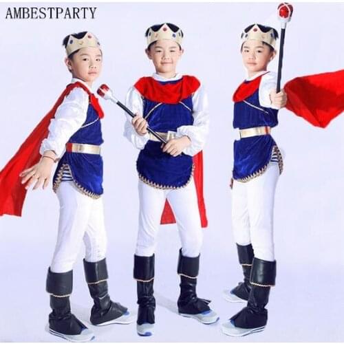 Hot 2017 New Kids Royal king halloween cosplay costumes children Ancient princess Prince suit Masquerade Fairy Dress AMBESTPARTY