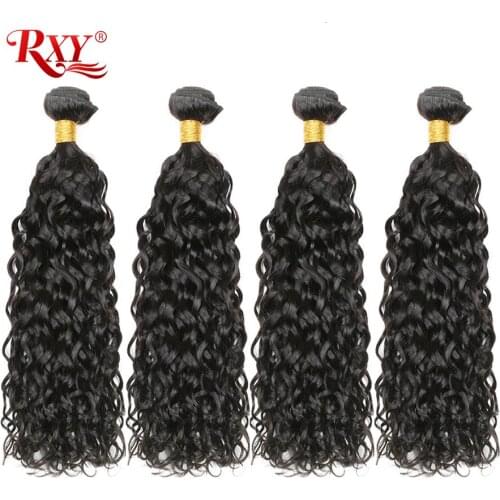 RXY Malaysian Hair Water Wave Bundles Human Hair Double Weft Remy Human Hair Extensions 10''-28'' Can Be Dyed & Bleached