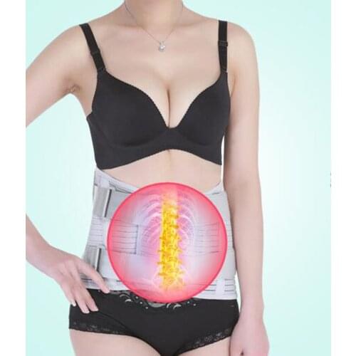 Medical High Back Brace Waist Wide Bar Belt Spine Support Men Women Belts Breathable Lumbar Corset Orthopedic Metal Support Belt