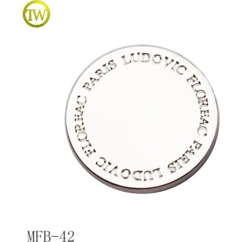 Fashion engraved logo alloy shiny silver sewing button metal shank button