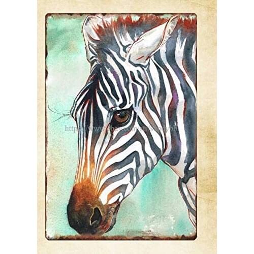 Animal Zebra Art Print Metal Tin Sign Kitchen Wall Decor Garage Bars farmhouse home decor wall decor metal farmhouse