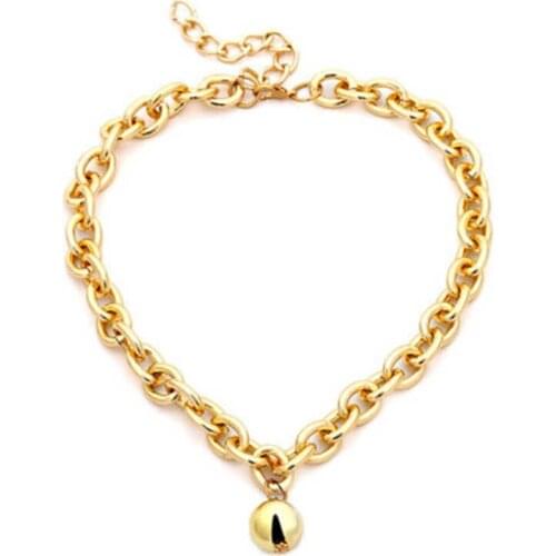 Fashion simple short exaggerated geometric collar sweater chain womens large round punk single leaf sweater chain