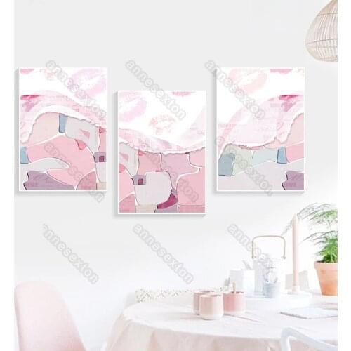 Nordic Style Canvas Painting Poster and Print Watercolor Abstract Pictures White Green Pink Colors for Home Rooms Wall Decoratio
