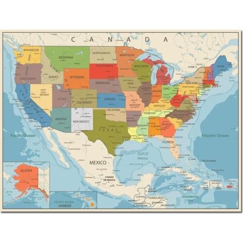 New USA United States Map Poster Size Wall Decoration Large Map of The USA 80x60cm English version