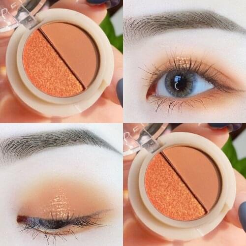 Two-color Eyeshadow Palette Sequins Matte Pearlescent Glitter Earth Color Eye Shadow Long Lasting Easy To Color Cosmetics Makeup