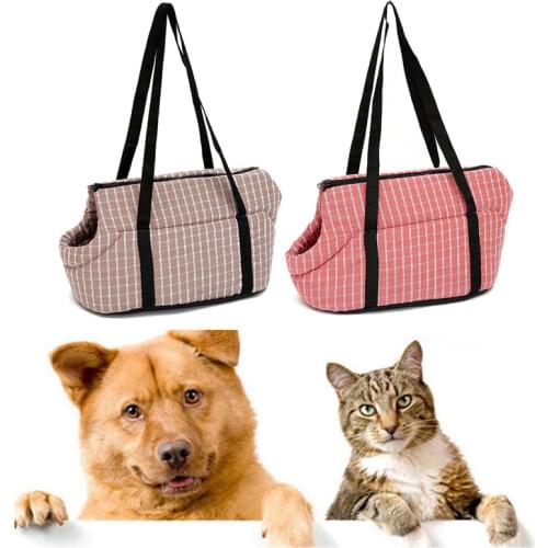 1pc Striped Dogs Cats Carrying Handbags Outside Travel Puppy Cats Carrying Plaid Shoulder Bags Breathable Dog Carriers Bags