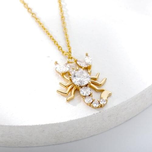 Luxury Crystal Zircon Scorpion Necklace For Women Men Gold Sliver Color Stainless Steel Animal Necklaces Hip Hop Gothic Jewelry