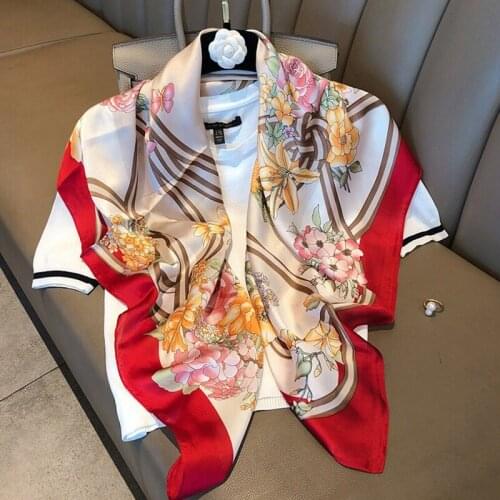 2021 new spring women scarf quality shawl silk fashion scarf headscarf beach sunscreen bag headscarf scarf 90cm*90cm