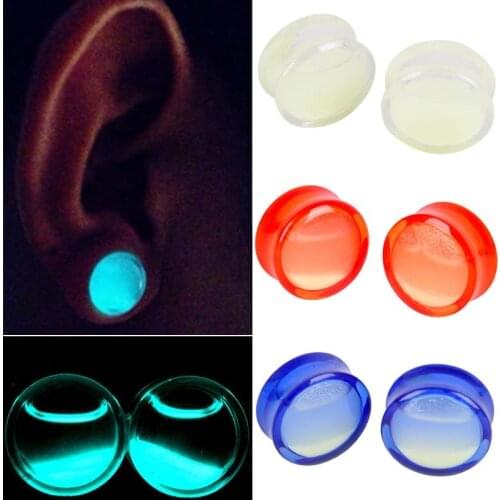 2 PCS Piercing Glow In Dark Acrylic Ear Plugs Tunnel Flesh Expander Plugs and Tunnels Ear Plug Piercing Body Piercing Jewelry