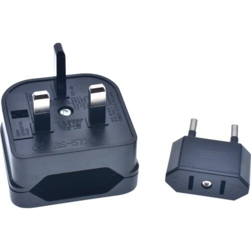 EU/US 2-pin plug to UK standard 3-pin 13A 250V Socket Travel Plug Adapter (Fused) for Britain Hong Kong South Korea