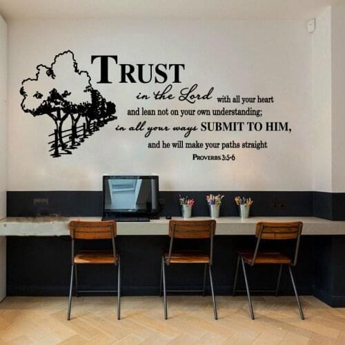 Christian Bible Verse Proverbs Trust Lord Wall Sticker Spain French Bedroom Jesus Lord God Inspirational Quote Wall Decal Vinyl