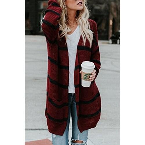 Women Casual Sprited Pockets Knitted Sweater Long Sleeve Loose Fashion Sweater 2020 Winter New Office Ladies Cardigan Sweater