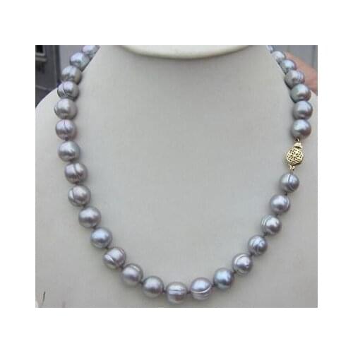 CLASP 10-11MM SINGLE STRANDS SOUTH SEA GRAY PEARL NECKLACE 18 INCH