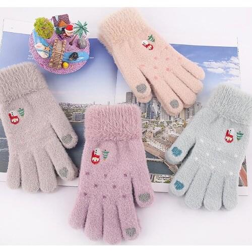 Women Winter Snowman Christmas Tree Touch Screen Knitted Outdoor Warm Gloves