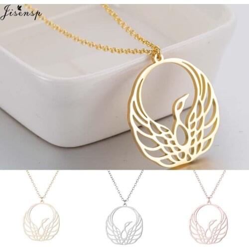 Jisensp Fashion Origami Phoenix Necklace Pendant Animal Necklace High Quality Sky Bird Necklace for Women Birthday Gift bijoux