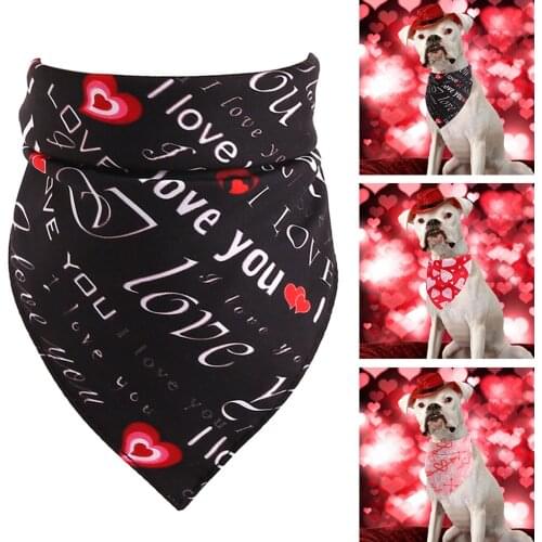 1PCS/2PCS Pet Bandana Heart Letter Printing Dog Cute Bandana Bib Pet Bib for Valentines Day Necklace Collar Pet Accesories