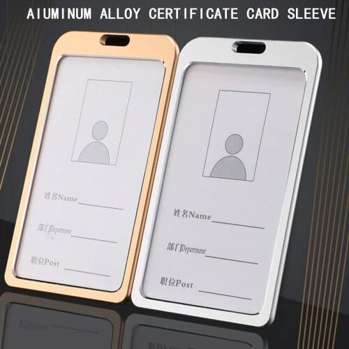 1pcs High Quality Card Holder And Rope Business Cover Employee Badge Id Card Identity Card Name Card Holder Color Metal Card