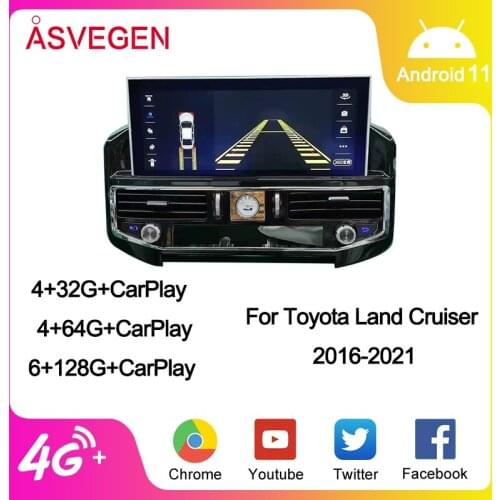 Asvegen Android 10.0 For Toyota Land Cruiser 2016-2020 With 12.3Inch 64G Car Radio Multimedia Video Player Navigation GPS Stereo