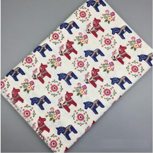 150cm X 50 cm China wholesale cheap bag lining horse printing linen cotton fabric