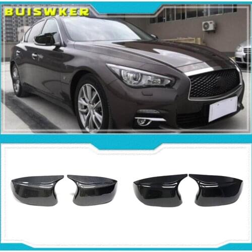 Car Side 2pcs Glossy Painted Bright Black for Infiniti Q50 Q60 Q70 SQ50 XQ30 2014-2020 Rearview Mirror Cover Caps