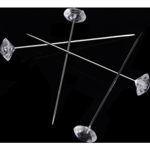200pcs/Set 40mm Transparent Diamond Pins Fashion Decoration Diamante Bling for Bouquet Wedding Flowers
