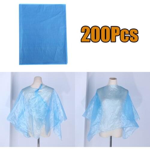 200-pack Blue Clear Disposable Hair Cutting Capes Set Salon Gown Bibs Unisex