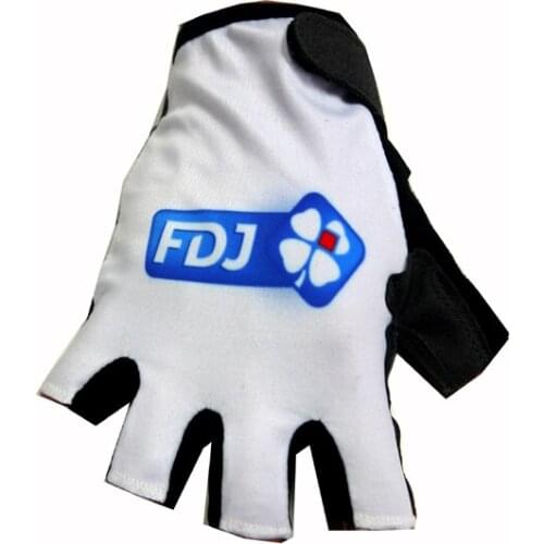 2015 FDJ PRO TEAM WHITE ONE PAIR CYCLING BIKE HALF FINGER GLOVES BICYCLE GEL GLOVE SIZE:M-XL