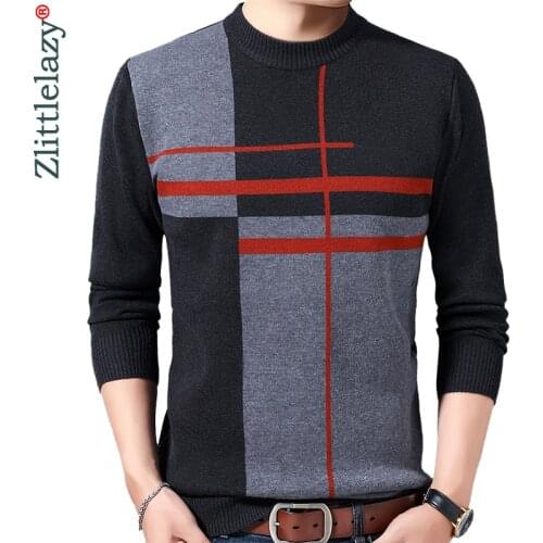 2020 Casual Thick Warm Winter Striped Knitted Pull Sweater Men Wear Jersey Dress Pullover Knit Mens Sweaters Male Fashions 02196