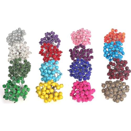 40 Pcs/Lot Decorative Mini Christmas Frosted Fruit Berry Holly Artificial Flower