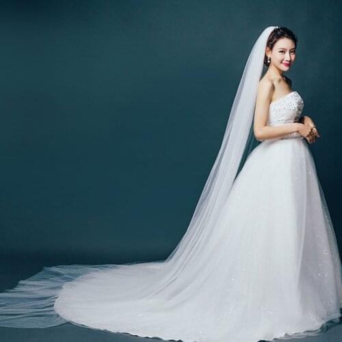 Wedding Dress Accessories Bridal Veil Simple Extra Long Trailing Nude Yarn Photography Travel Soft Yarns