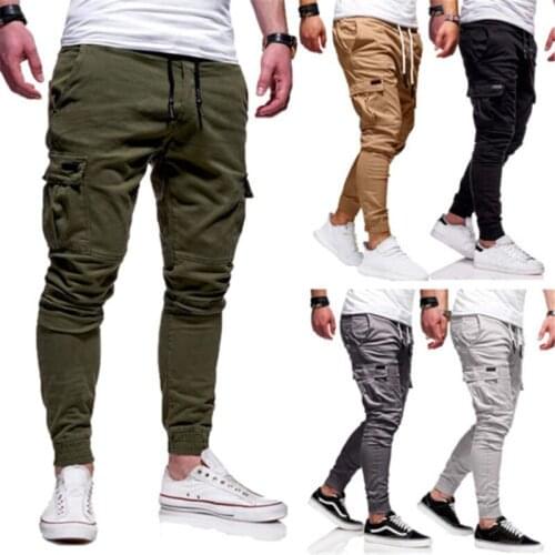 Mens Vogue Slim Fit Ankle-tied Pencil Pants Joggers Trousers Male Casaul Drawstring Side Pockets Harem Pants Solid Sportswear
