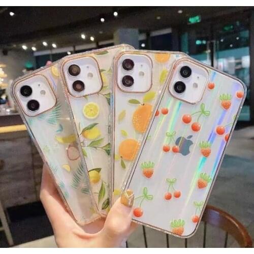 Summer Fresh Fruit Strawberry Phone Case for iPhone 12 11 Pro Max 7 8 Plus X XR XS Max Cute Cherry Soft Tpu Shockproof Cover