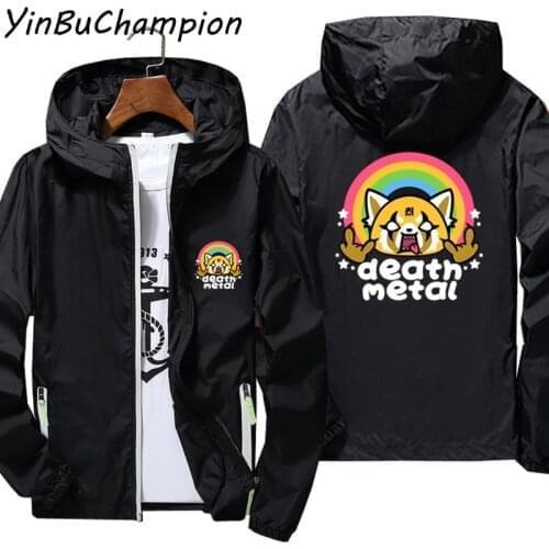 Death Metal Aggretsuko Aggressive Retsuko Ultra-Light Thin Windbreaker Reflective Coats Hooded Sunscreen Beach Jackets Skin 7XL