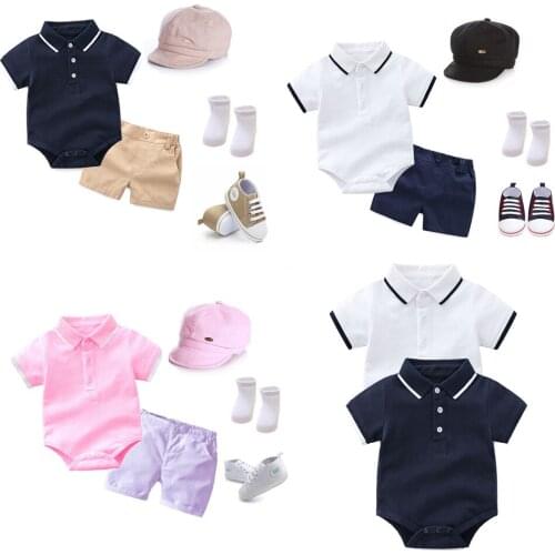 Infant Baby Boys and Girls Summer Romper Sets Newborn Romper with Shorts Summer Clothing Sets Baby Clothing Boy Outfit for 0-24M