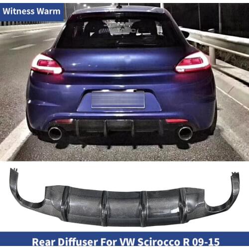 Carbon fiber car rear lip diffuser Splitter For Volkswagen Scirocco R Bumper 2009-UP FRP dual exhaust one outlet