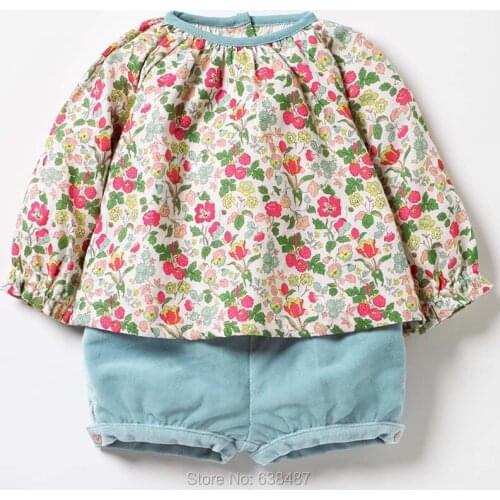 Quality 100% Woven Cotton Long Sleeve Shirt Corduroy Pants Baby Girl Clothes Sets 2pc Children Suits Brand New Bebe Girls Outfit